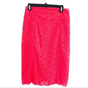 Express Coral Lace Pencil Skirt